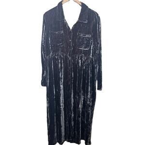 Unbranded Dress Whimsigoth Fairy Grunge Blue Pink Crushed Velvet Button Front ML